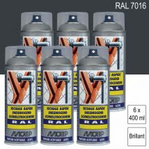 Lot de 6 Peintures aérosol ral 7016 Gris anthracite brillant 400ml Motip