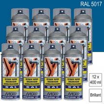 Motip - Lot de 12 Peintures aérosol ral 5017 Bleu signalisation brillant 400ml