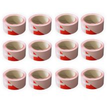 Soppec - Lot de 12 bandes de chantier 50 mm x 100 m - Rouge et Blanc