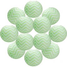 Lot de 12 Boule papier 35cm Chevron Vert