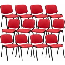 Lot de 12 chaises de visiteur Ken en similicuir Rouge