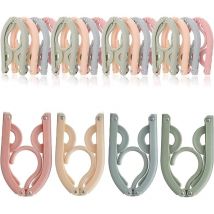 Lot de 12 cintres de voyage portables pliables en plastique, peu encombrants, avec antidérapants, accessoires de voyage multifonctions pour la