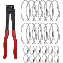 Lot de 12 colliers de serrage pour voiture/ATV,Pince De Joint HomocinéTique D'Arbre à Cardan Collier De Serrage avec 2 outils,10 bandes de sertissage