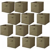 Lot de 12 cubes de rangement pliables en tissus avec poignée