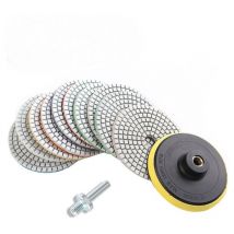 Lot de 12 disques de polissage diamant humide et sec - 4' - Pour granit, marbre, béton, pierre