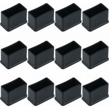 Lot de 12 embouts de protection rectangulaires en feutre de caoutchouc pour pieds de table ou de chaise Noir 15 x 30 mm,