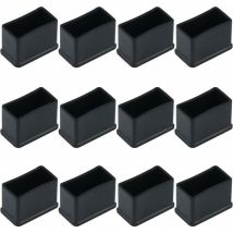 Lot De 12 Embouts De Protection Rectangulaires En Feutre De Caoutchouc Pour Pieds De Table Ou De Chaise Noir 15 X 30 Mm,