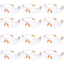 Lot de 12 Lunette de Sécurité Lunettes de Protection Travail avec Lentilles Transparentes Anti-Buée Lunette Protection pour Jardin Laboratoire