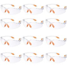 Lot de 12 Lunette de Sécurité Lunettes de Protection Travail avec Lentilles Transparentes Anti-Buée Lunette Protection pour Jardin Laboratoire