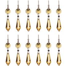 Lot de 12 lustres en cristal transparents, pendentifs et perles, guirlandes suspendues pour rideaux de perles, idéal pour mariage, maison, décoration