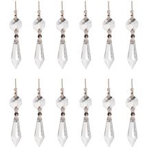 Lot de 12 lustres en cristal transparents, pendentifs et perles, guirlandes suspendues pour rideaux de perles, idéal pour mariage, maison, décoration