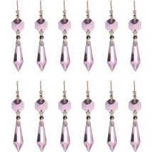 Lot de 12 lustres en cristal transparents, perles suspendues, guirlandes de rideaux perlés, idéal pour mariage, maison, décoration de table ou de