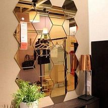 Yzmrbdqc - 12pcs 10 cm Hexagonal Miroir Autocollant Mural, Bricolage décoratif 3D hexagone Acrylique Miroir Mur Table Carreaux en Plastique pour la