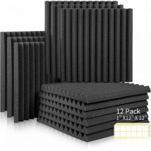Ousudela - Lot de 12 Panneaux de Mousse Acoustique, Mousse Anti bruit Panneaux Acoustiques, ignifuges Autocollante, pour Podcasting, Studios