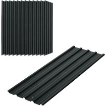 Lot de 12 panneaux - dim. 129L x 45l cm - tôle acier ondulé anthracite