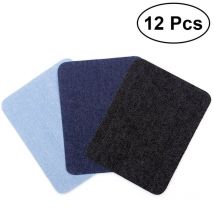 Feiyue - Lot de 12 patchs thermocollants pour pulls, chemises, coudes, genoux, jeans, denim (noir + bleu foncé + bleu clair)