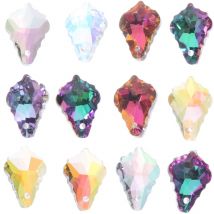 Feiyue - Lot de 12 pendentifs en cristal en forme de feuille d'érable, attrape-soleil en cristal, pendentifs à faire soi-même