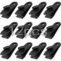 Lot de 12 pinces à bâche, pinces à bâche robustes, pinces instantanées pour auvent, pour tentes, bâches, caravanes, jardin, pare-soleil, noir (12)