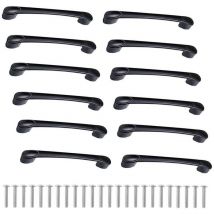Lot de 12 Poignées de Cuisine de 160mm en Alliage de Zinc - Poignées pour Tiroirs, Portes avec Vis - Noir - Ulisem