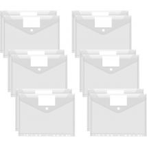 Lot de 12 porte-documents A4 transparents A4 - Format A4 - Avec 11 trous et pochette pour étiquettes pour organiser des documents
