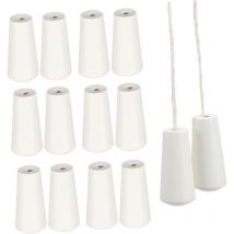 Lot de 12 rideaux de fenêtre blancs - Boutons blancs - Mini store vénitien - Accessoires pour store enrouleur - Pendentif en bois - Poignées en bois