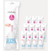 Lot de 12 rouleaux de 20 sacs poubelle 10/12 l blanc code c (dont 1 offert) - Brabantia