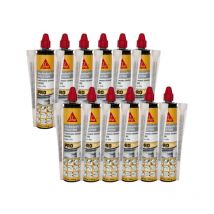 Lot de 12 résines de scellement chimique rapide Sika Anchorfix-1 Evolution - Gris - 300ml