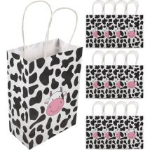 Lot de 12 sacs cadeaux en papier kraft avec poignées, sacs cadeaux en papier vache, sacs à bijoux, sacs d'emballage cadeau