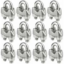 Lot de 12 serre-câbles inox pour diamètre 5mm (M5)