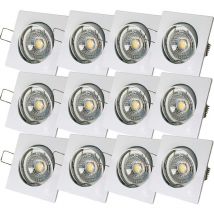 Lampesecoenergie - Lot de 12 Spot led carré blanc 230v 38° blanc chaud