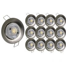 Lampesecoenergie - Lot de 12 Spot encastrable led fixe complet alu brossé blanc chaud 38°