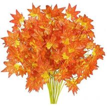 Lot de 12 tiges de feuilles d'automne, fausses branches d'automne, feuilles d'érable, plantes d'automne pour l'extérieur, l'intérieur et la maison.