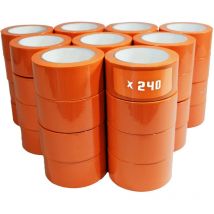 Lot de 240 Rubans adhésifs pvc orange bâtiment 75 mm x 33 m - Rouleau adhésif de chantier orange - Tecplast