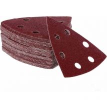 Lot de 120 triangles abrasifs pour ponceuse delta – 90 x 90 x 90 mm – 6 trous – Grains 40/60/80/120/180/240 (20 de chaque) - Papier de verre