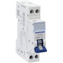 Eur Ohm - Disjoncteur 1P+N courbe d connexion vis haut/bas 3kA - IP20/IK02 10A