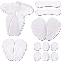 Lot de 14 semelles intérieures transparentes en silicone pu pour talons hauts, support de voûte plantaire, coussin antidérapant pour l'avant-pied