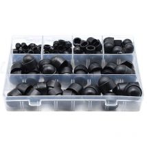 Lot de 145 cache-boulons en pe pour vis, écrous, écrous, écrous, capuchons pour vis, boulons, 6 tailles disponibles avec boîte de rangement (noir)
