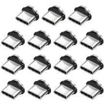 Lot de 15 adaptateurs rotatifs pour téléphone portable, câble de chargement, chargeur rotatif, embout magnétique, aluminium