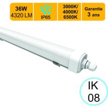 Lutece-arc - Réglette led étanche IP65 36W 4320lm - 3CCT - traversant - garantie 3 ans