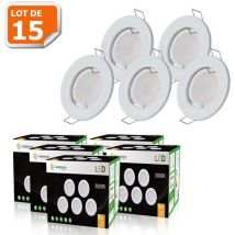 Lampesecoenergie - Lot de 15 Spot led complete ronde fixe eq. 50w blanc chaud