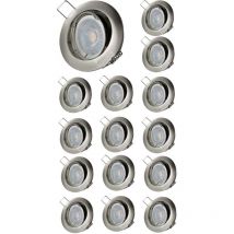 Lampesecoenergie - Lot de 15 Spot led orientable alu brossé 230v 7w 38° blanc chaud