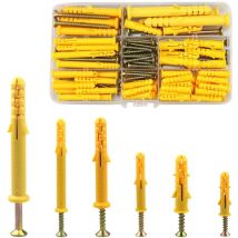 Lot de 150 chevilles murales et vis pour brique, maçonnerie, boulons d'ancrage en plastique (M6/M8/M10) assortis pour fixer des cadres photo, des