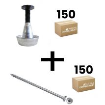 Sixbox - Lot de 150 supports de rail réglable 30/60 mm + 150 vis bois Ø5,0x80 tête fraisée tx