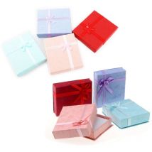 Lot de 16 boîtes de rangement pour bijoux, 4 couleurs, 7 x 8 cm, style nœud papillon/rose, pour boucles d'oreilles, bracelets, colliers, boîte cadeau