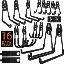 16er Pack Schwarze Wandhaken Für Garage – Rutschfeste Aufbewahrungshaken Für Fahrrad, Leiter, Gartengeräte Und Schläuche