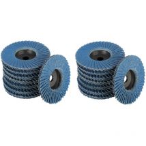 Roleader - Lot de 16 disques abrasifs lamelles,Disques abrasifs lamelles, 76 mm x 10 mm Grain 40/60/80/120, pour mtal, acier et bois, Recouvert de