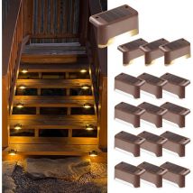 Lot de 16 lampes solaires pour terrasse d'extérieur, lampes solaires étanches à led pour escaliers extérieurs, marches, clôture, chemin, terrasse et