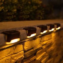 Lot de 16 lampes solaires pour terrasse d'extérieur, lampes solaires étanches à LED pour escaliers extérieurs, marches, clôture, chemin, terrasse et