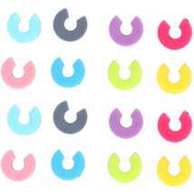 Lot de 16 mini marqueurs circulaires en silicone pour verres à vin, ensemble de marqueurs pour verres à vin de fête, marqueurs d'identification de