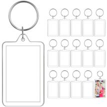 Feiyue - Lot de 16 porte-clés en acrylique transparent pour photos et travaux manuels recto verso